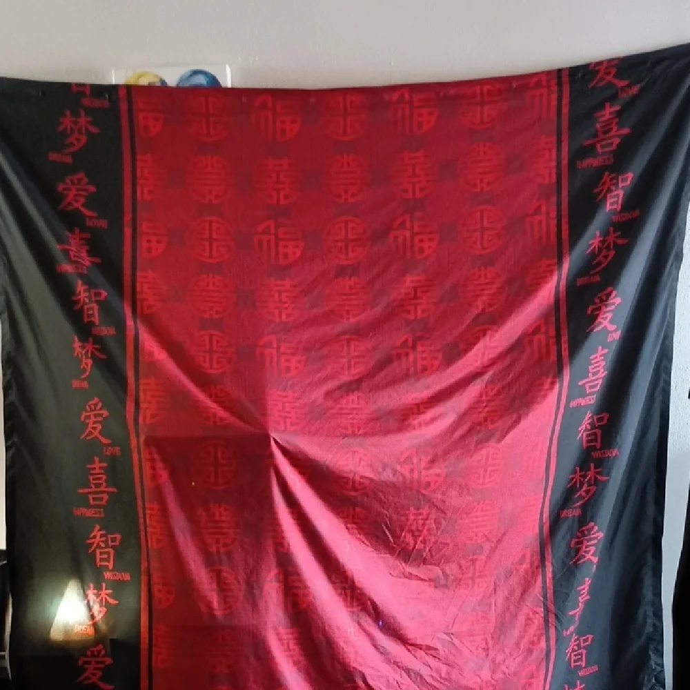 Red and Black Chinese Shower Curtain